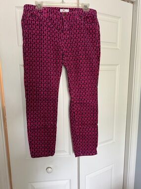 Vineyard Vines Hot Pink and Blue Patterned slim corduroy jeans